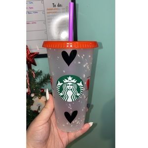 Personalized Hearts Starbucks Confetti Colour Changing Cold Cups!